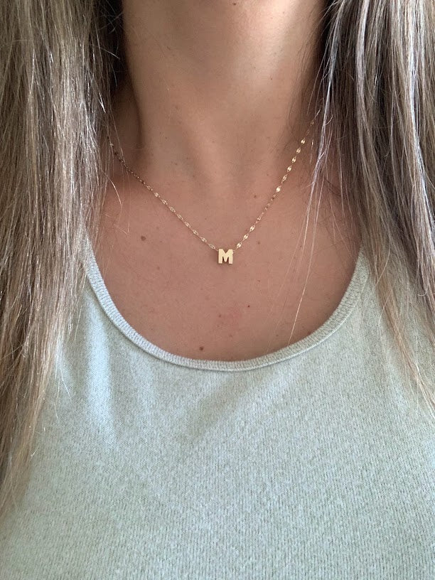 Initial and 2MM 14K Yellow Gold Twisted Mirror Chain in Yellow Gold