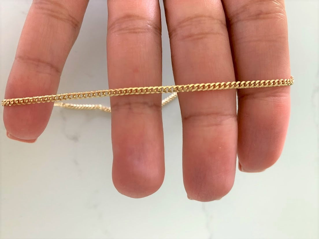 2.2MM 14K Gold SOLID Miami Cuban Link Chain | 14K Gold Curb Link Chain | Layering Gold Chain | SOLID GOLD