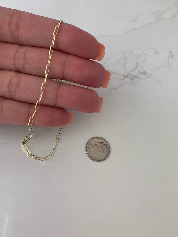 1.8MM Solid 14K Gold Triangle Paperclip Chain