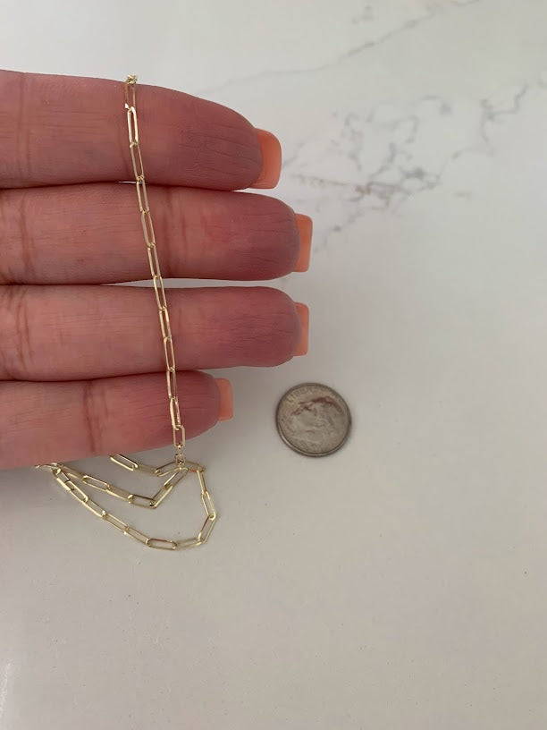 1.8MM Solid 14K Gold Triangle Paperclip Chain