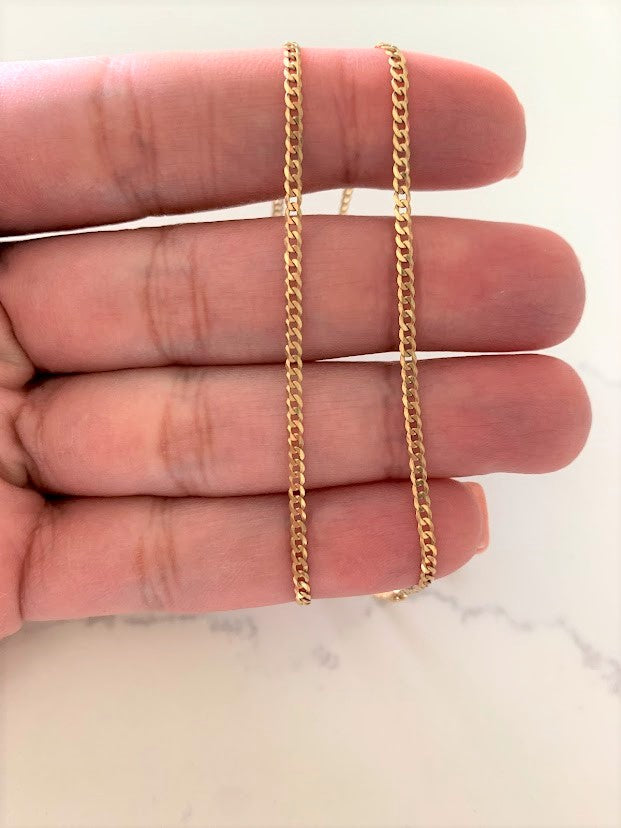 2MM 14K Gold Cuban Link Chain | 14K Gold Cuban Chain | Layering Gold Chain | SOLID GOLD