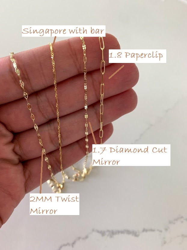 2MM 14K Yellow Gold Twisted Mirror Chain in Yellow Gold