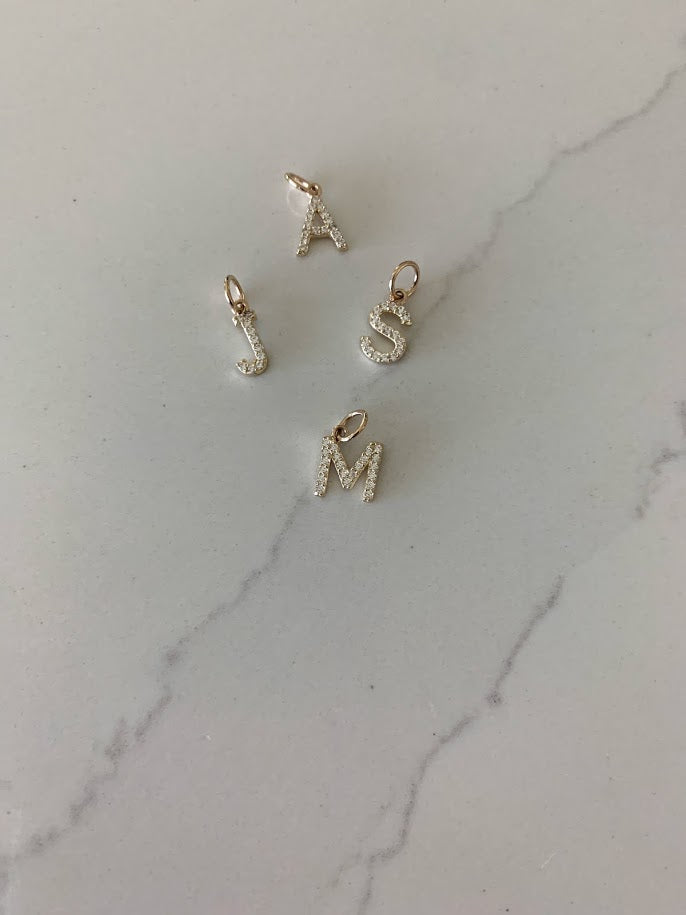 14K Gold Dainty CZ Initial