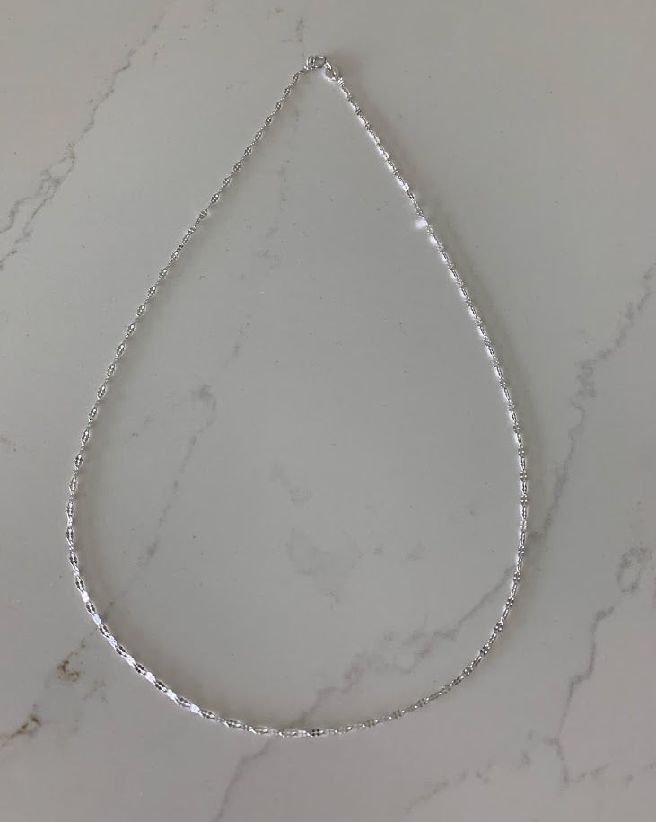1.7MM 14K White Gold Twisted Mirror Chain
