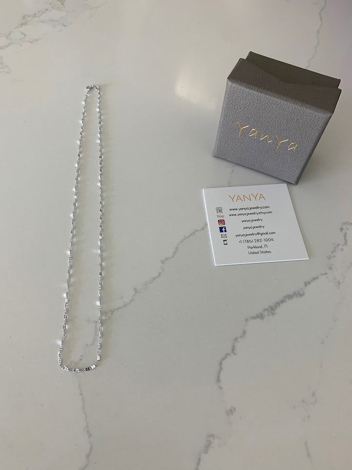 1.7MM 14K White Gold Twisted Mirror Chain