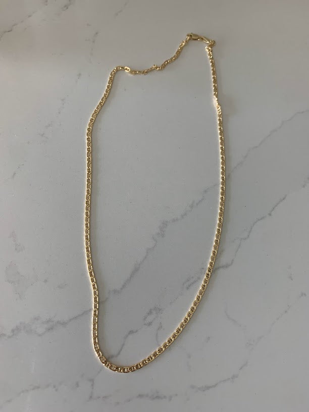 14K Gold Hollow Mariner Bevel Chain