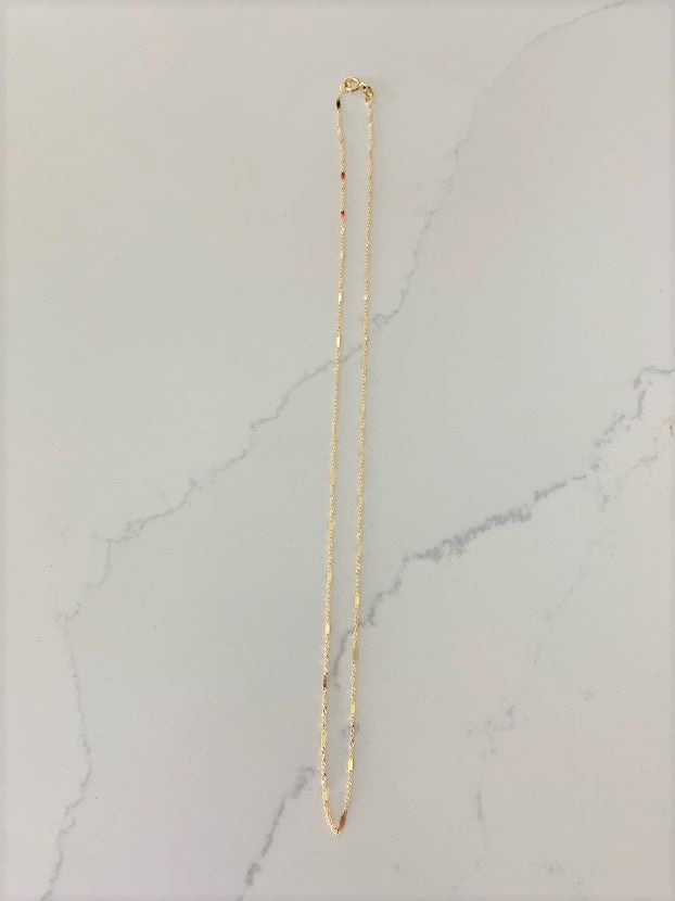 14K Yellow Gold 1.3 MM Singapore with Bar Chain