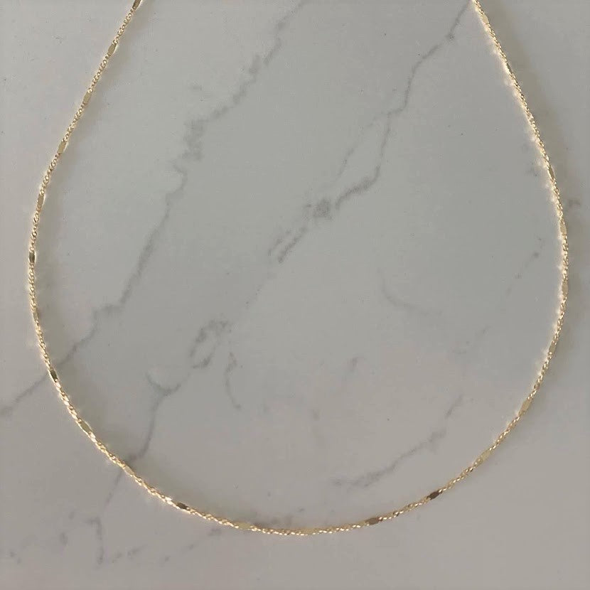 14K Yellow Gold 1.3 MM Singapore with Bar Chain