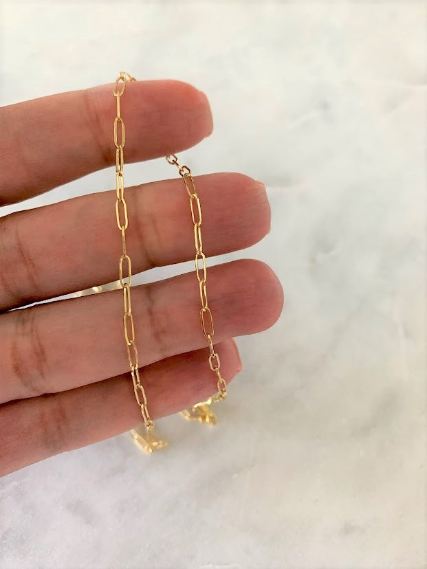 2MM Solid 14K Gold Square Paperclip Necklace Chain