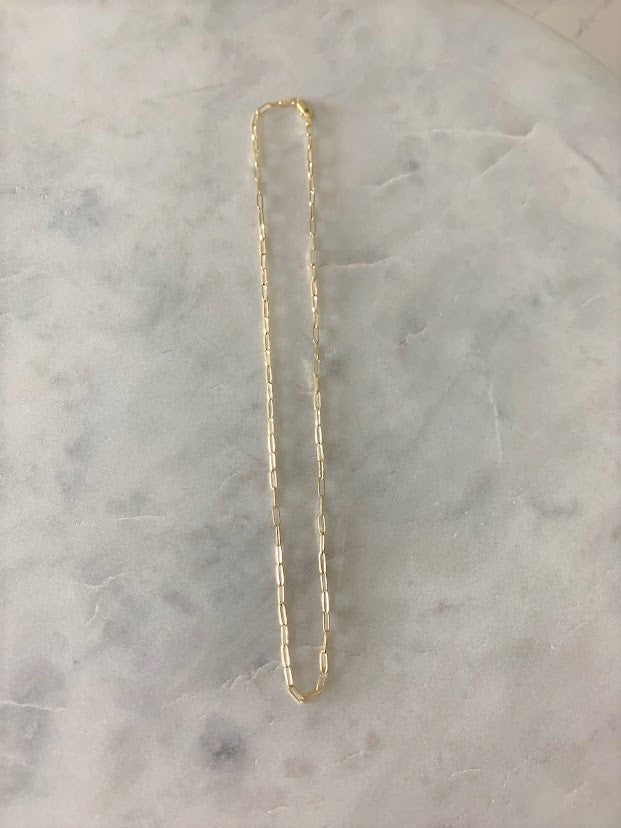2MM Solid 14K Gold Square Paperclip Necklace Chain