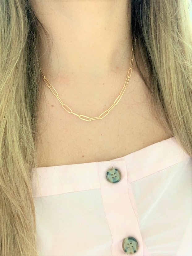 Large Oval Link Paperclip Chain Necklace in Gold Filled
