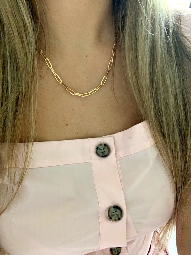 Thick Large Link Paperclip Chain Necklace | Gold Filled