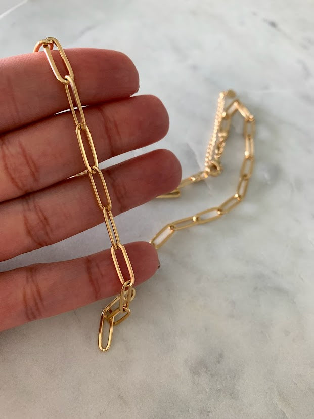 Large Oval Link Paperclip Chain Necklace in Gold Filled