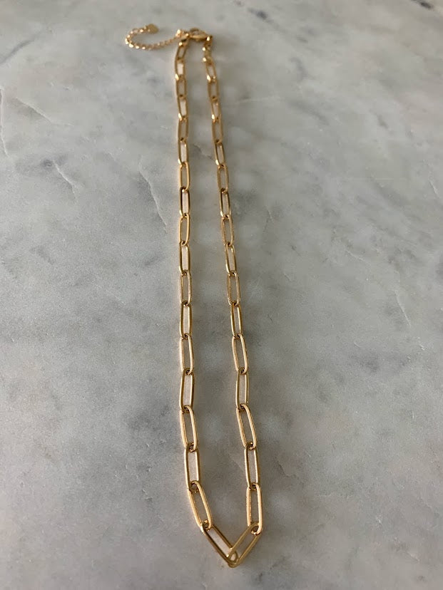 Large Oval Link Paperclip Chain Necklace in Gold Filled
