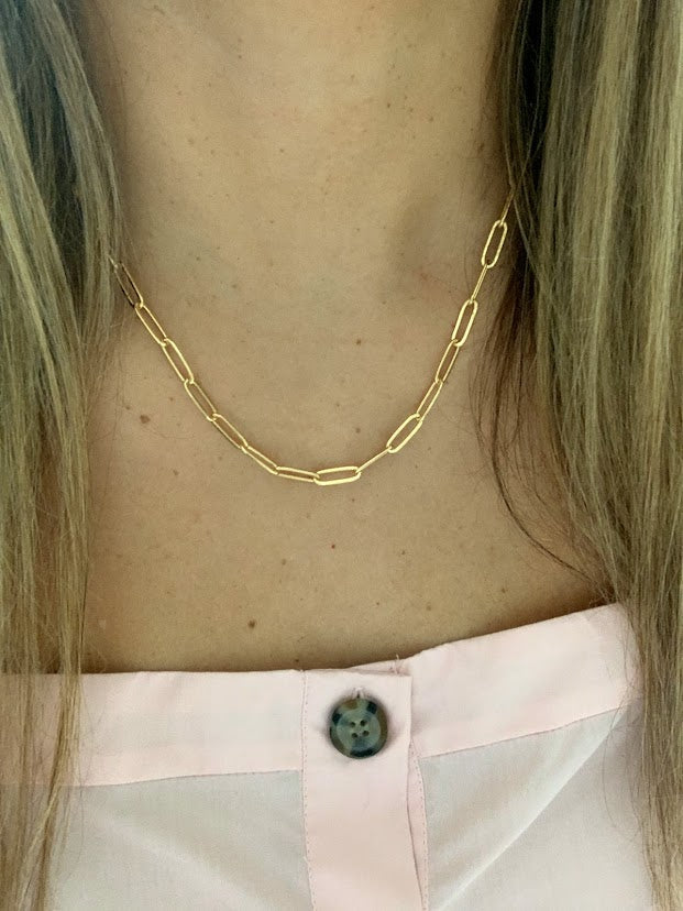 Large Oval Link Paperclip Chain Necklace in Gold Filled