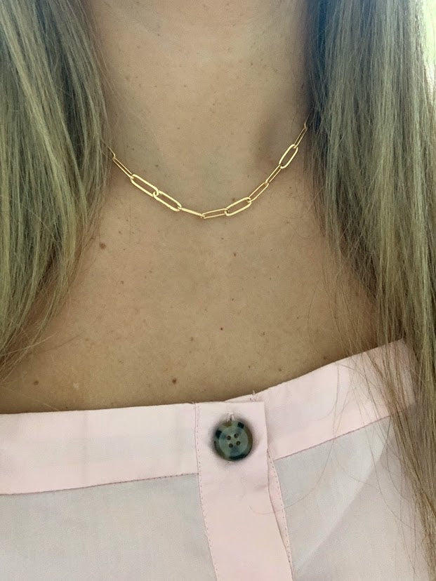 Large Oval Link Paperclip Chain Necklace in Gold Filled