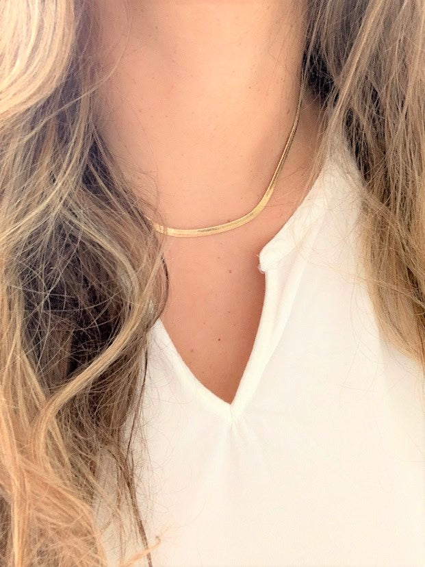 Flexible 18K Gold Filled Herringbone Necklace
