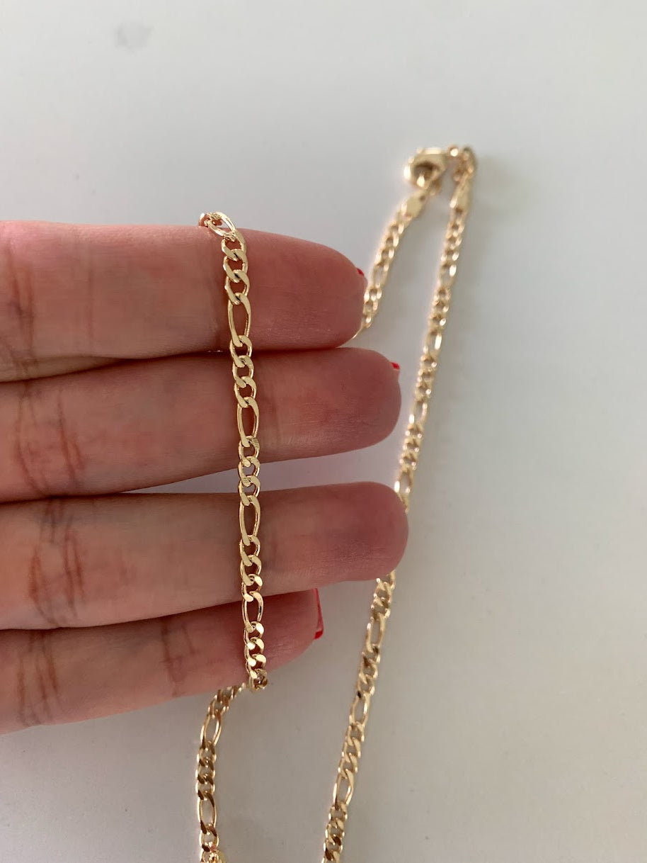 Curvy 3MM Gold-Filled Flat Figaro Chain Choker