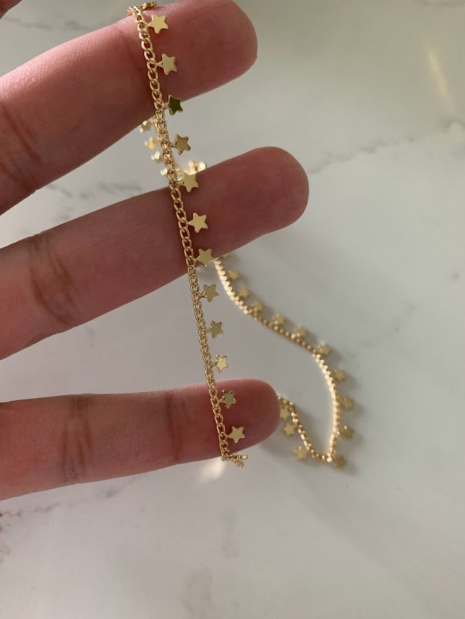 Gold Stars Chain Choker Necklace | Gold-filled | 14"+2" Choker