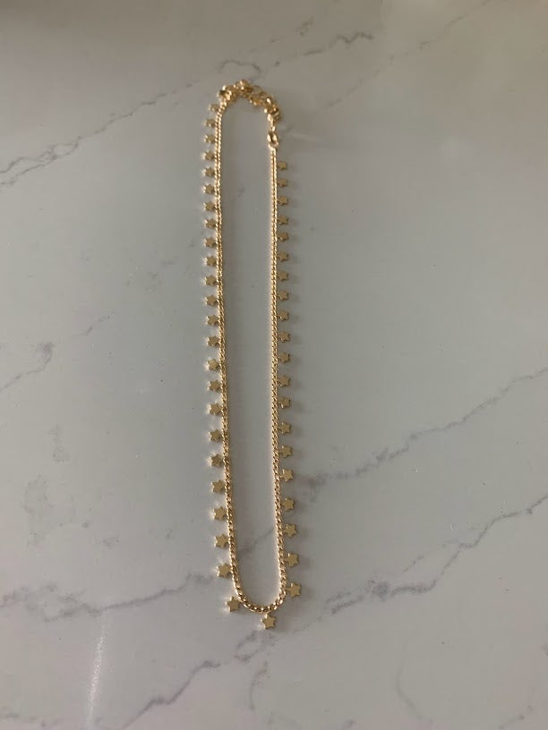 Gold Stars Chain Choker Necklace | Gold-filled | 14"+2" Choker