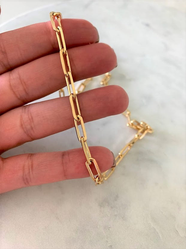 Thick Large Link Paperclip Chain Necklace | Gold Filled