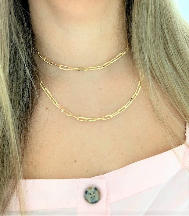 Thick Large Link Paperclip Chain Necklace | Gold Filled