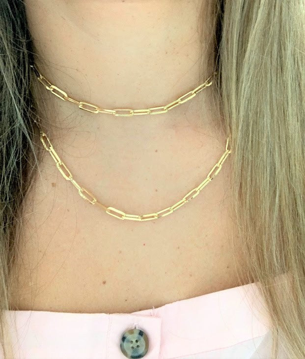 Thick Large Link Paperclip Chain Necklace | Gold Filled