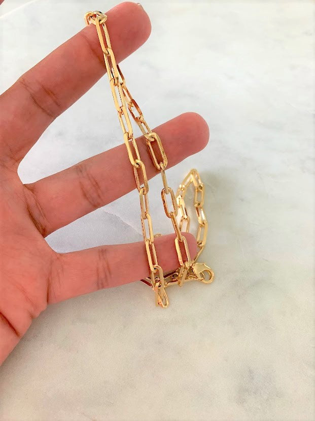 Thick Large Link Paperclip Chain Necklace | Gold Filled