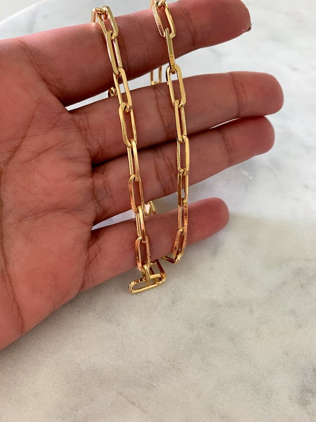 Thick Large Link Paperclip Chain Necklace | Gold Filled