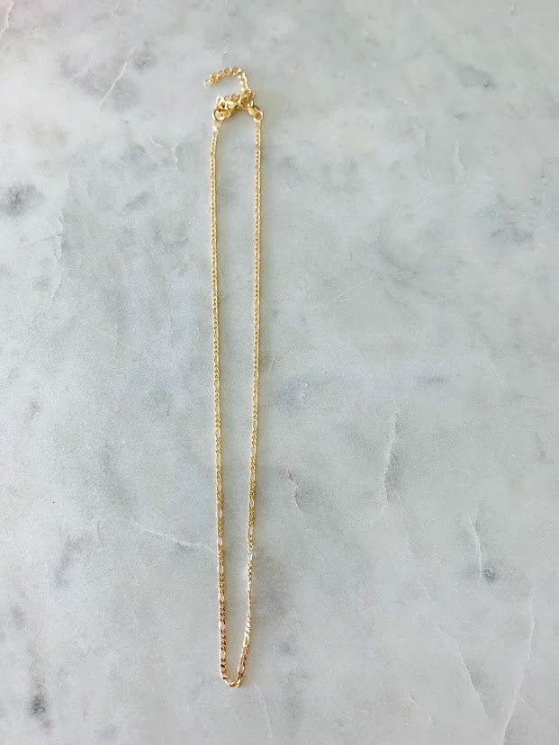 1.2MM Dainty Chain Necklace | Flat Figaro Necklace | Gold-filled | Layering Necklace