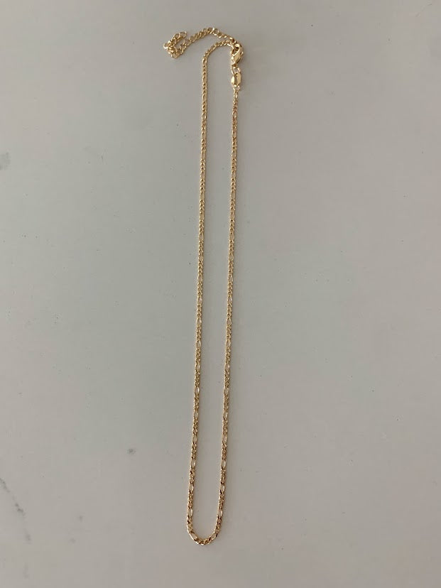 1.2MM Dainty Chain Necklace | Flat Figaro Necklace | Gold-filled | Layering Necklace
