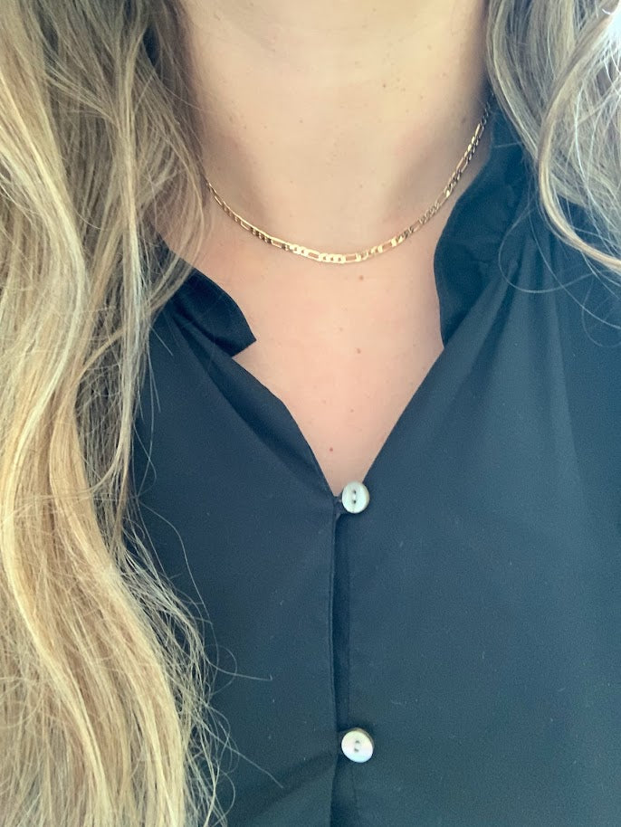 3MM Dainty Figaro Necklace in Gold-filled | Best Seller
