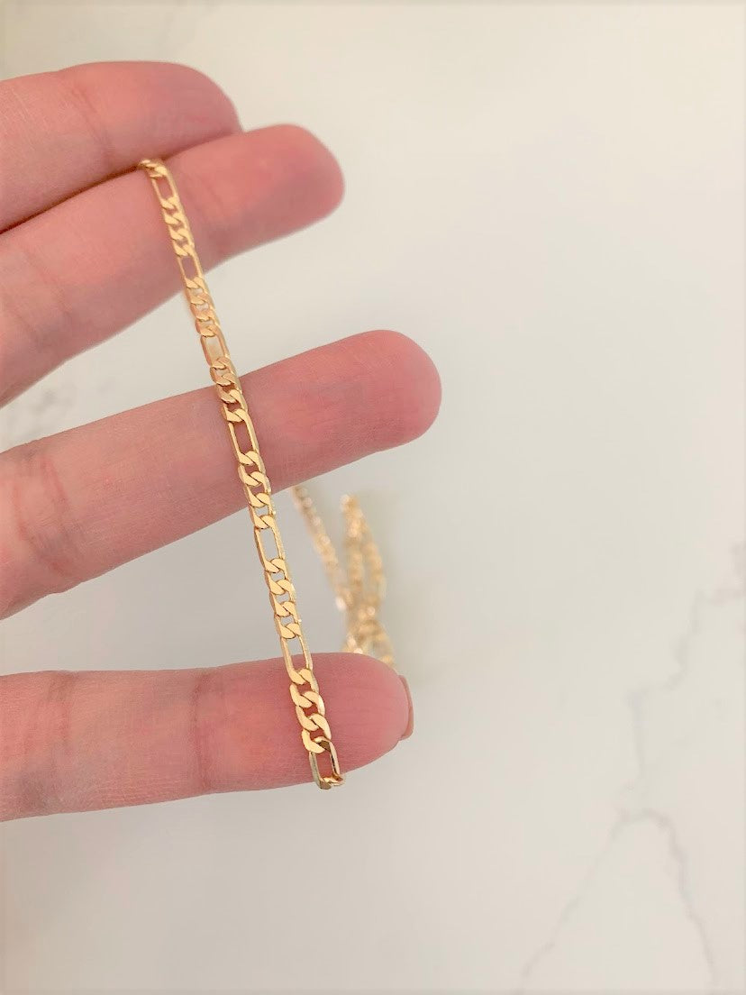 3MM Dainty Figaro Necklace in Gold-filled | Best Seller
