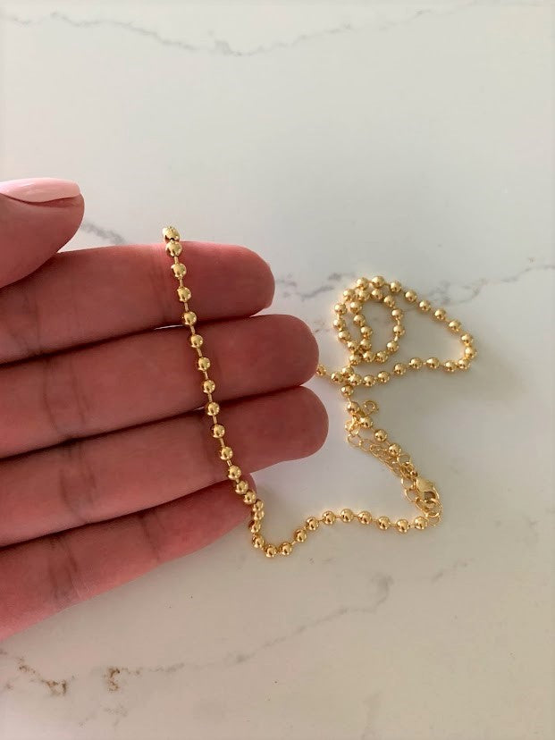 3MM Beaded Gold-filled Necklace
