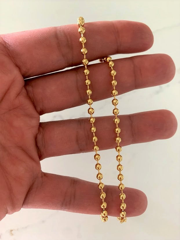 3MM Beaded Gold-filled Necklace