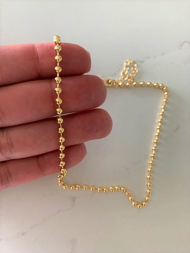 3MM Beaded Gold-filled Necklace