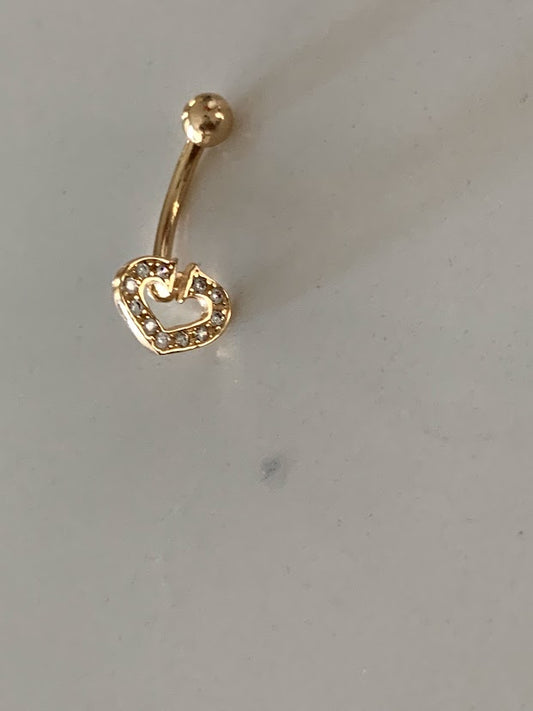 14K Solid Gold | CZ Heart Belly Button Rings | Navel Piercing |Belly Barbell | Belly Button Jewelry | Heart Shaped Navel Piercing