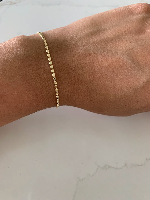 Gold Flat Beaded Bracelet | 14K Gold Filled Delicate Bracelet | Gold Bracelet | Layering Bracelet Minimalist | Gold-filled Bracelets