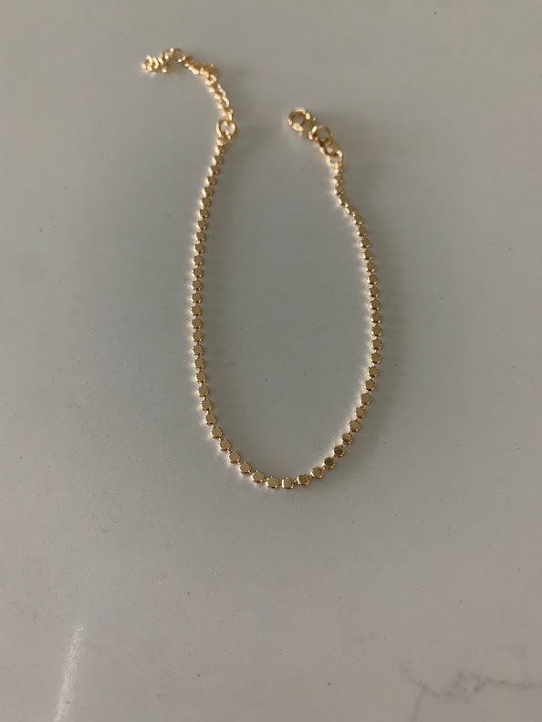 Gold Flat Beaded Bracelet | 14K Gold Filled Delicate Bracelet | Gold Bracelet | Layering Bracelet Minimalist | Gold-filled Bracelets