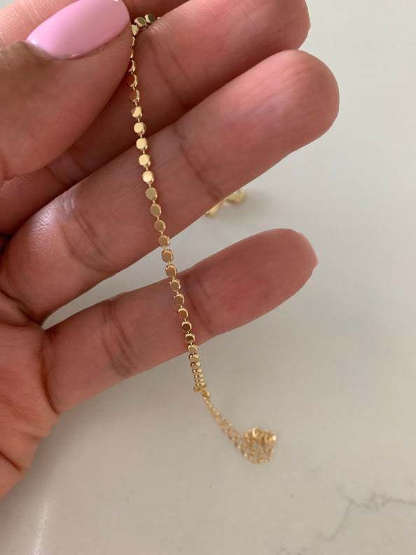 Gold Flat Beaded Bracelet | 14K Gold Filled Delicate Bracelet | Gold Bracelet | Layering Bracelet Minimalist | Gold-filled Bracelets