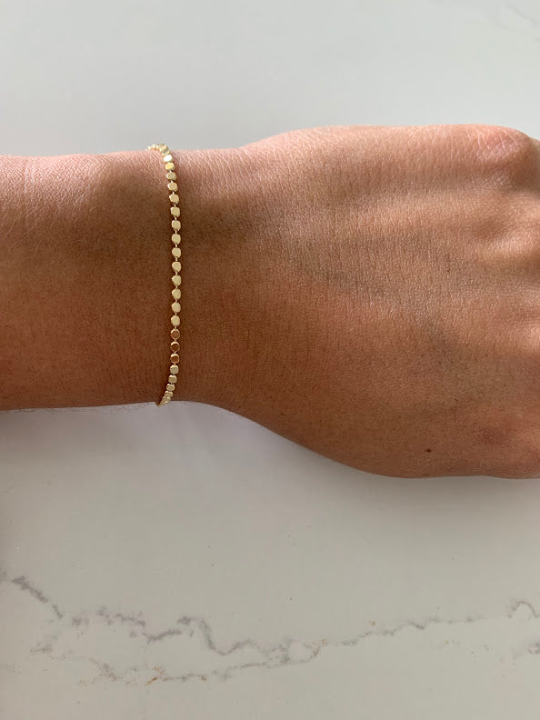 Gold Flat Beaded Bracelet | 14K Gold Filled Delicate Bracelet | Gold Bracelet | Layering Bracelet Minimalist | Gold-filled Bracelets
