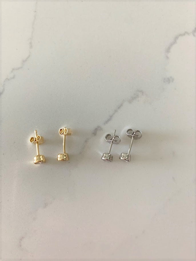 4MM Small Bezel CZ Stud Earrings
