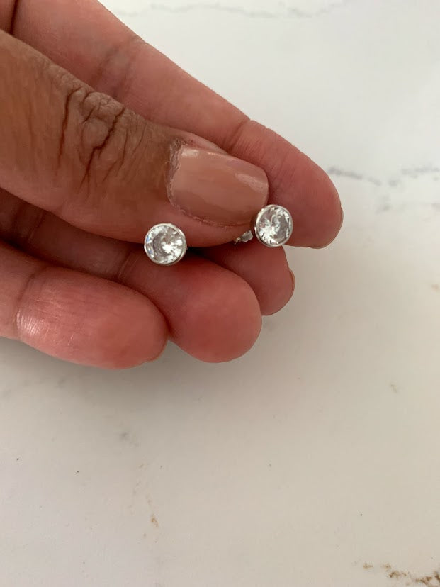 6MM Bezel CZ Stud Earrings