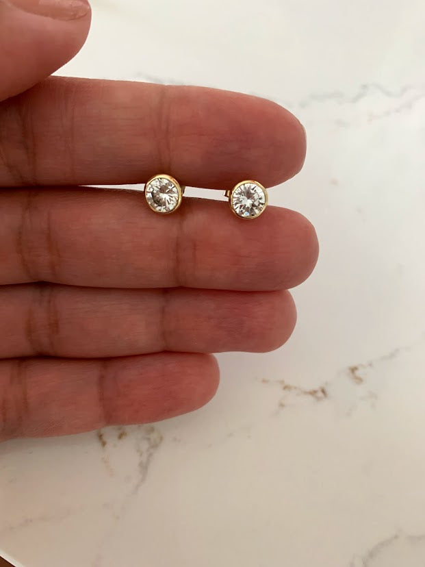 6MM Bezel CZ Stud Earrings