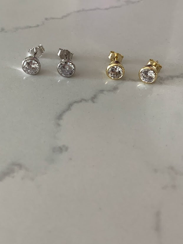 6MM Bezel CZ Stud Earrings