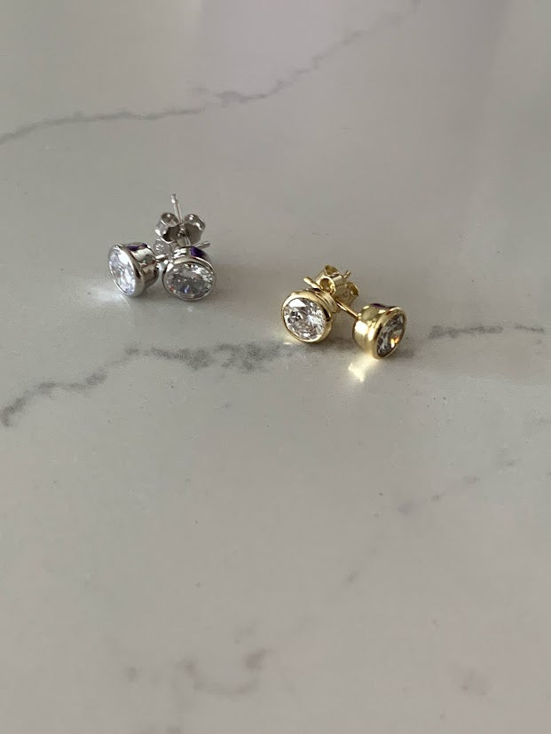 6MM Bezel CZ Stud Earrings
