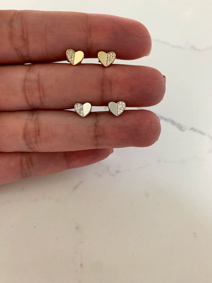 6MM Heart Studs | CZ Stud Earrings