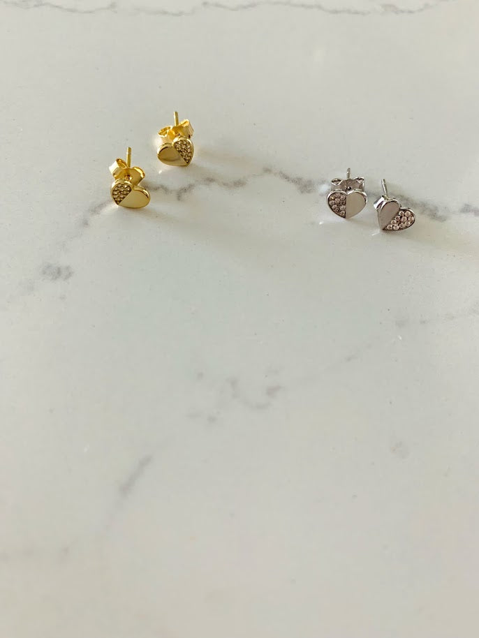 6MM Heart Studs | CZ Stud Earrings