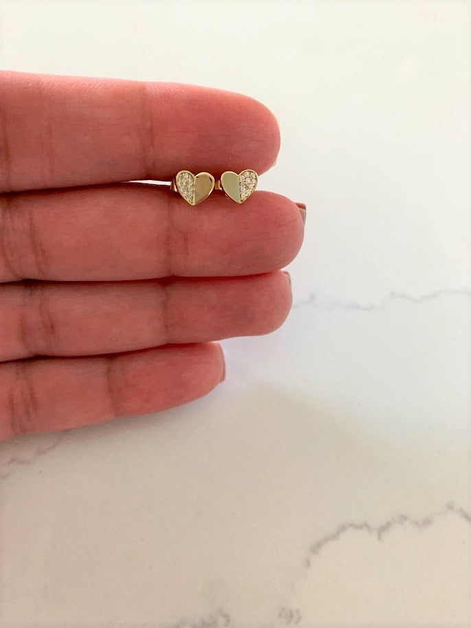 6MM Heart Studs | CZ Stud Earrings