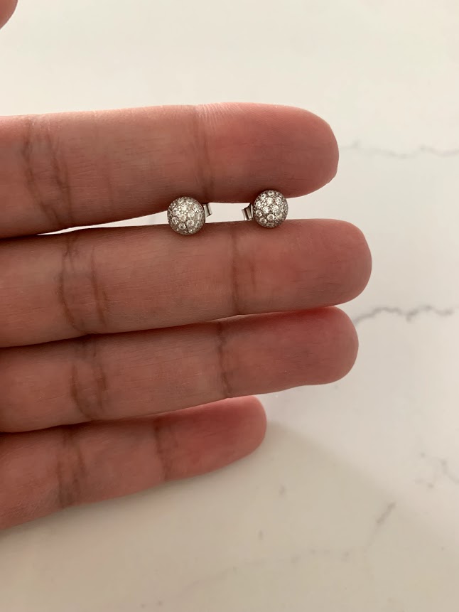 6MM PAVE Stud Earrings | CZ Earrings | Gold and Silver CZ Earrings | 6MM Button Ball Earrings | Gifts for Her